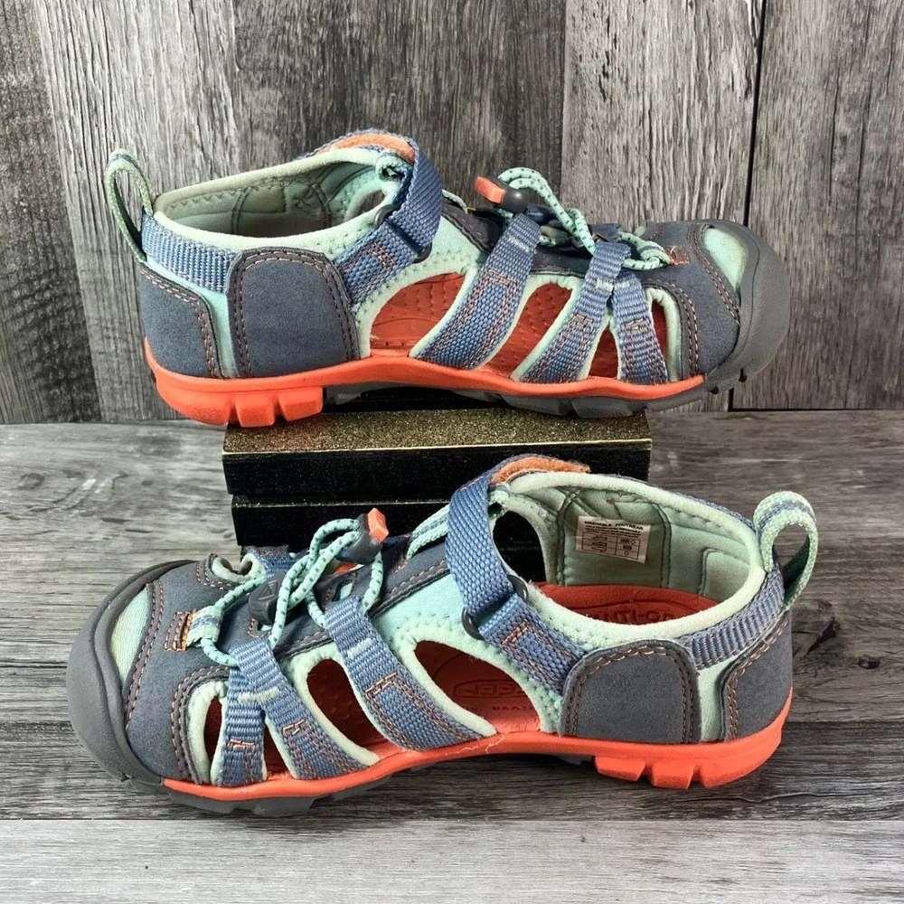 Keen Seacamp II CNX Kids Sandals Blue Orange 1022975 Size 12 US EU 30